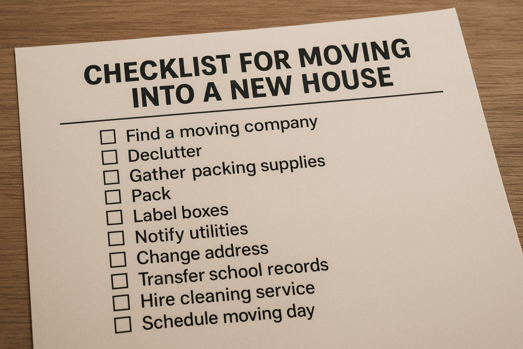 Checklist for Moving into a New House